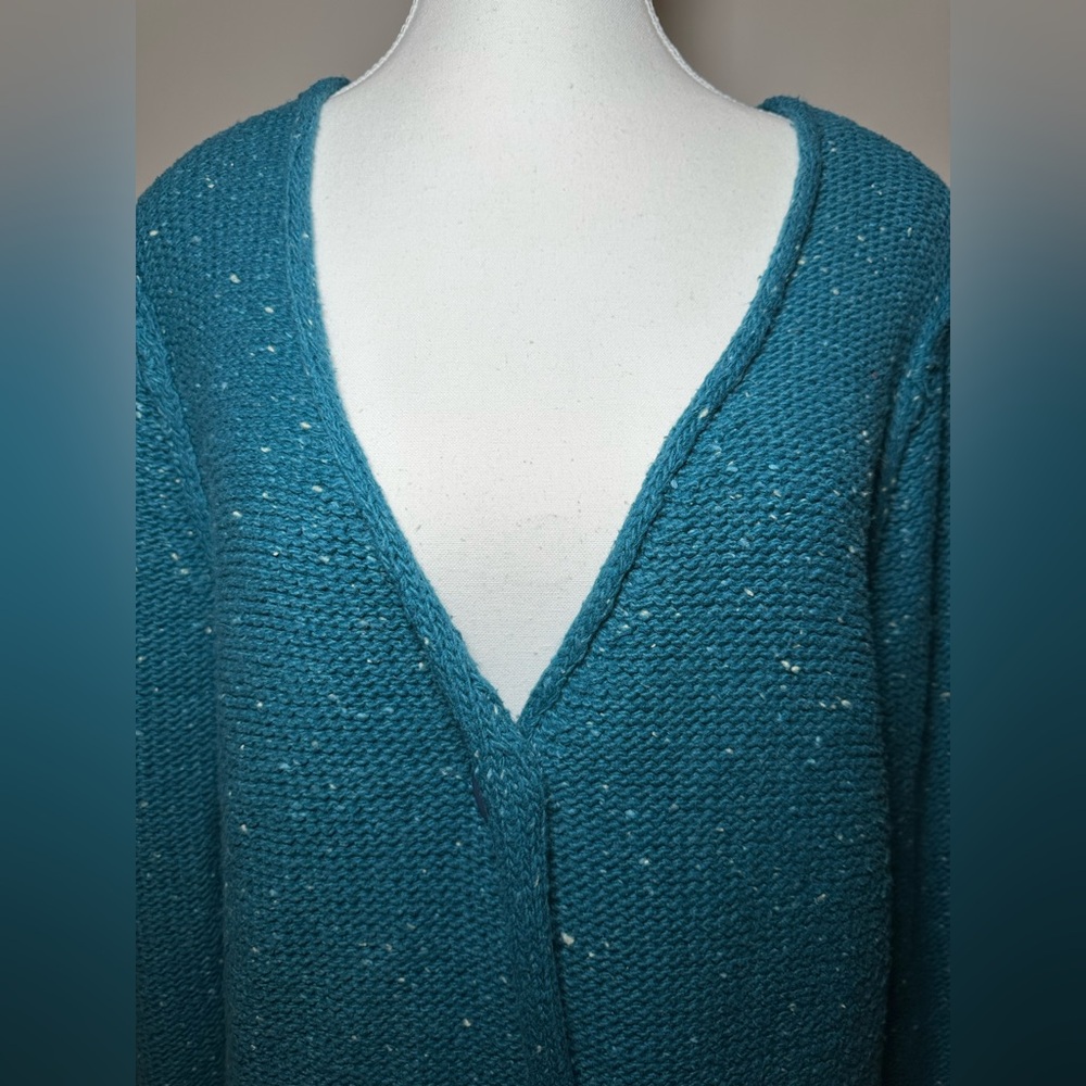 Cabela’s cotton blend plus size cardigan blue green aqua heavy knit fall winter - Picture 6 of 13